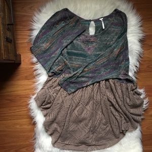 Free People Multicolor Aztec Babydoll Top